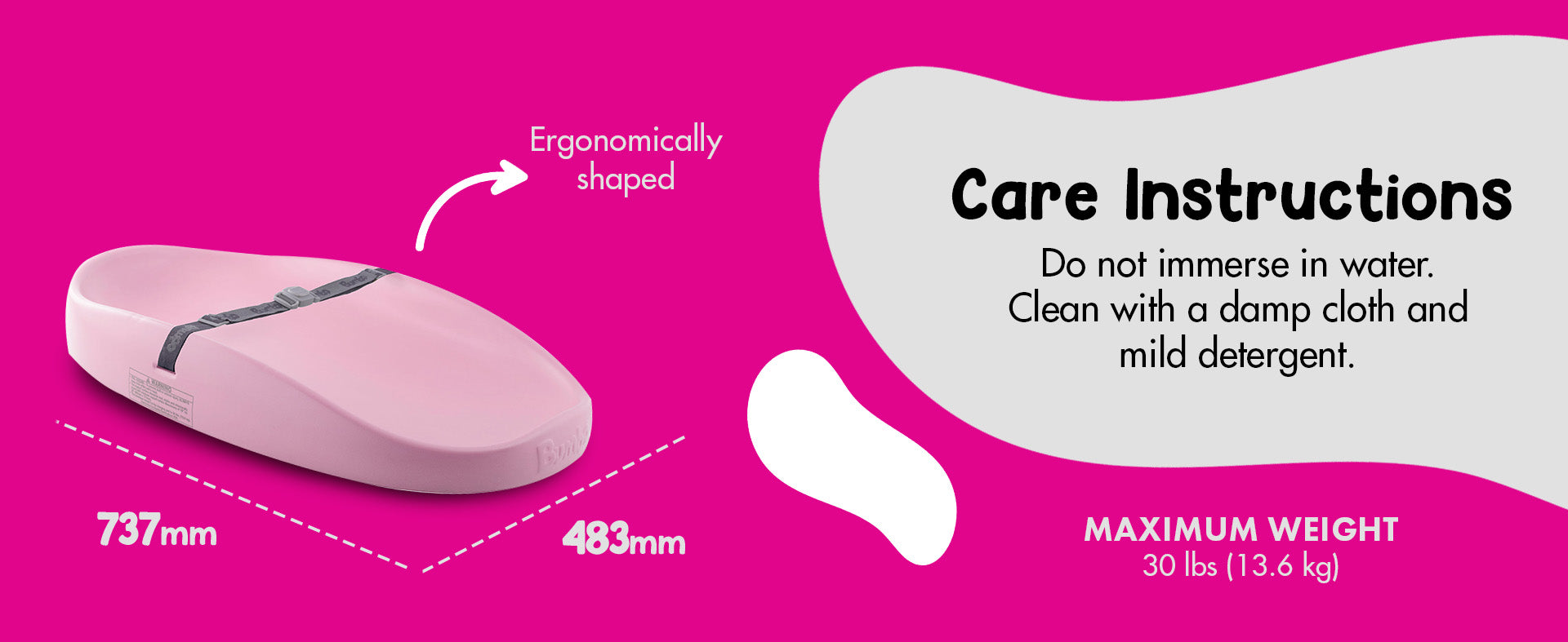 Bumbo Changing Pad Cleaning and Care, Wipe Clean, Wipeable, Easy to clean, Lightweight, Ergonomic design, downward slope for easy cleanup