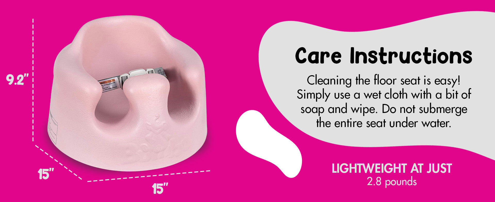 Bumbo Floor Seat Cleaning and Care, Wipe Clean, Wipeable, Easy to clean, Lightweight